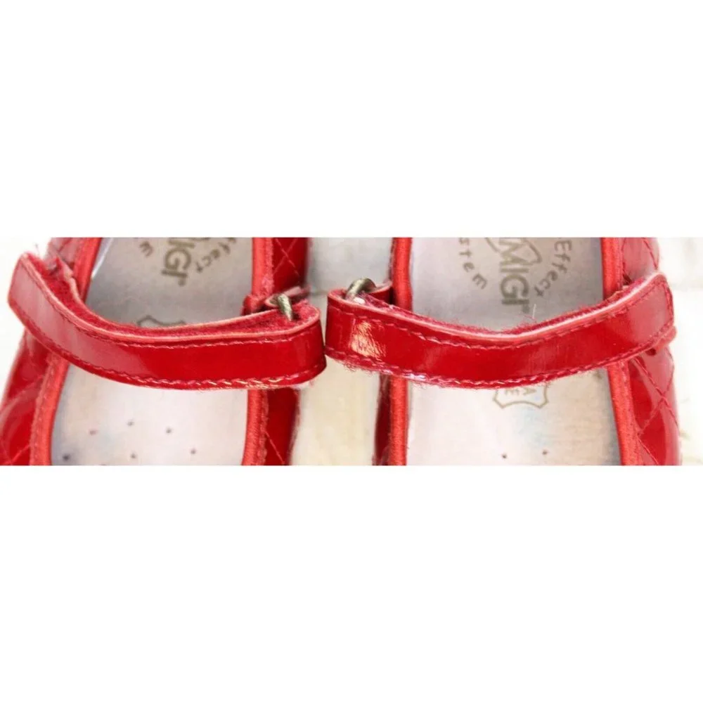 Primigi Quilted Look Mary Janes Red Patent Leather Sky Effect System Bow Heart